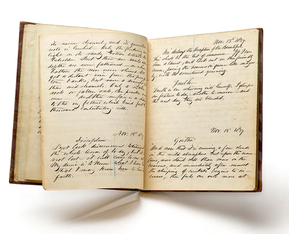 Thoreau's earliest surviving journal notebook, open to entries from November 1837