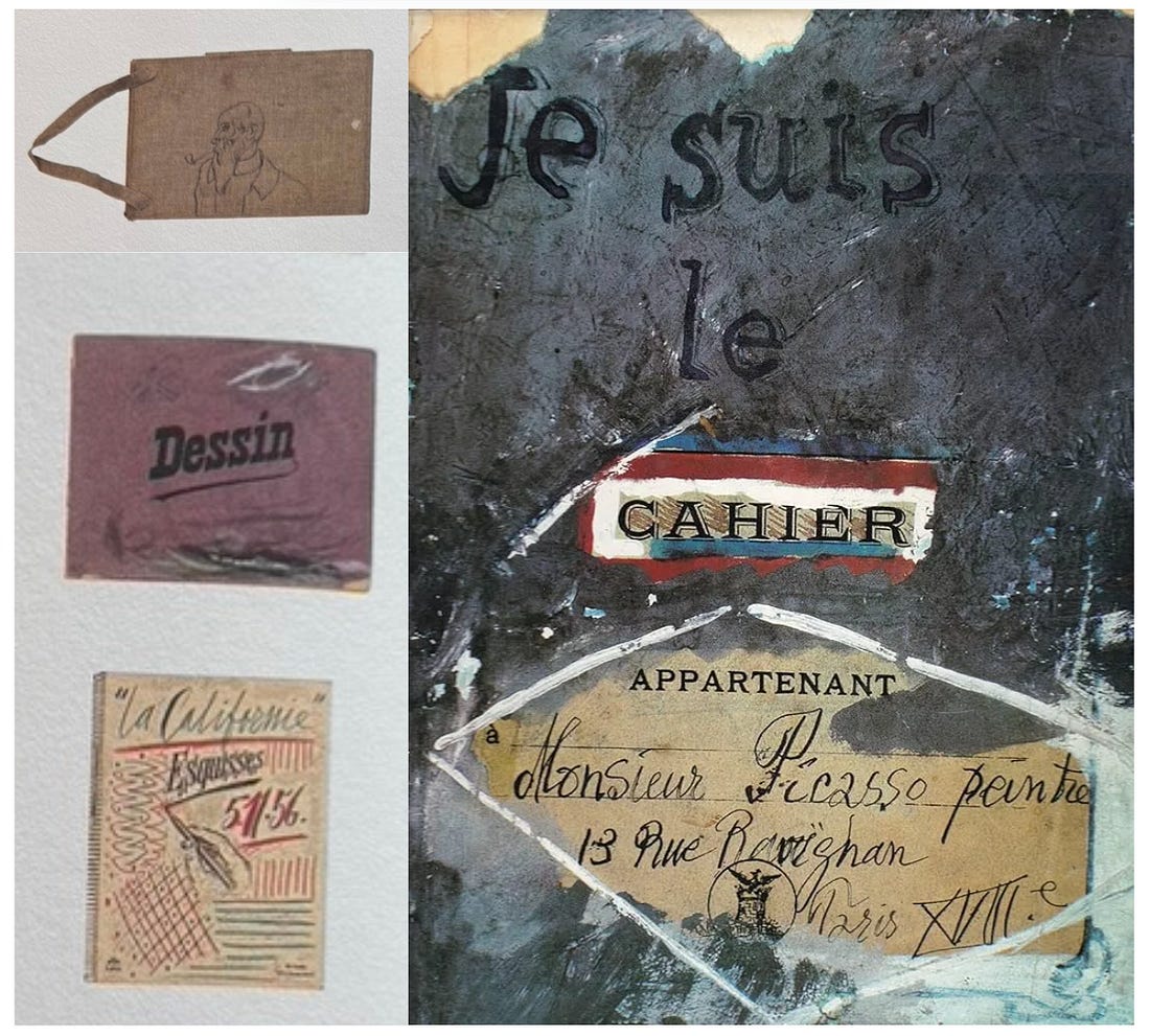 Covers from Picasso's sketchbooks, including the "Je suis le cahier" cover - featured archival image