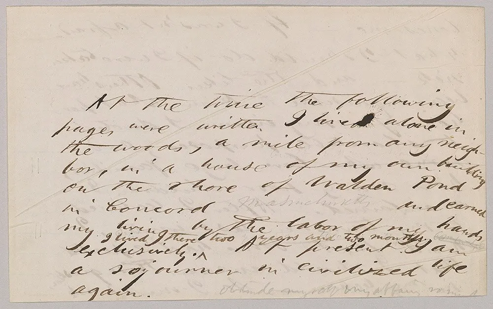 An early manuscript draft page of Walden in Thoreau's handwriting