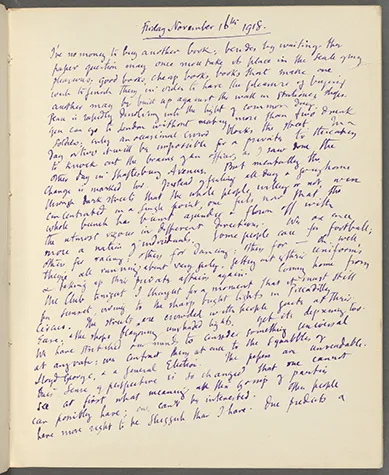 Virginia Woolf's diary entry of Friday, November 15, 1918
