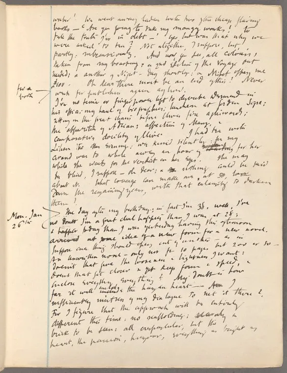 Virginia Woolf's diary page of January 26, 1920, with "for a book" noted in the margin